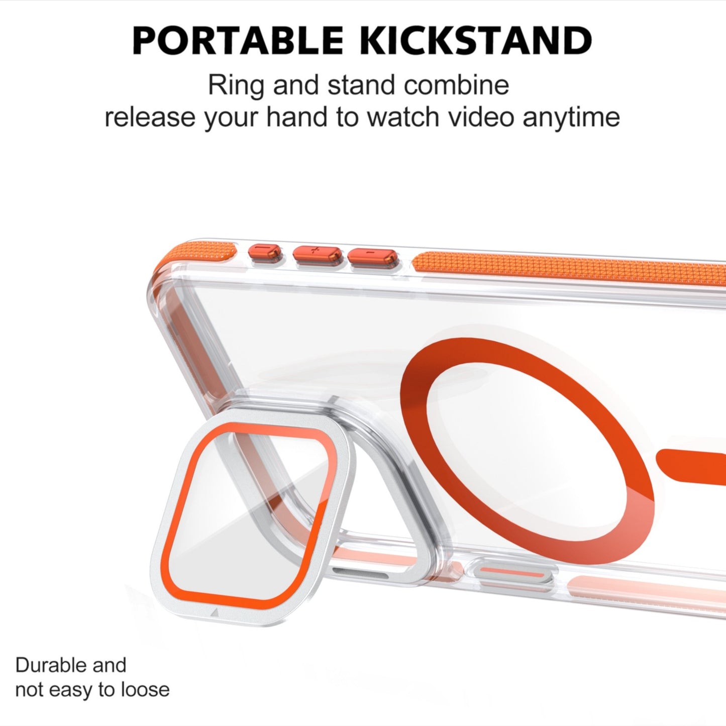 iPhone 16 Plus - Case MagSafe - Stand Cámara - Clear Orange