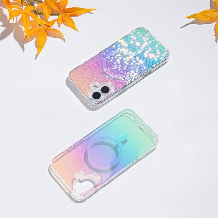 iPhone 16 - Case Glitter - Magsafe - Arco Iris Retro