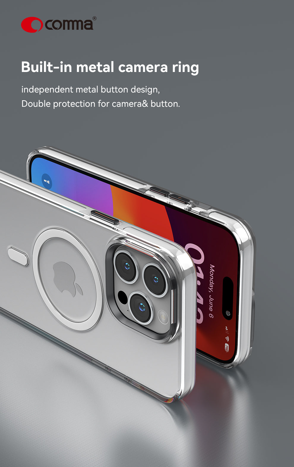 iPhone 15 Pro - Funda Cystal Series Magnetic - Transparente - Comma
