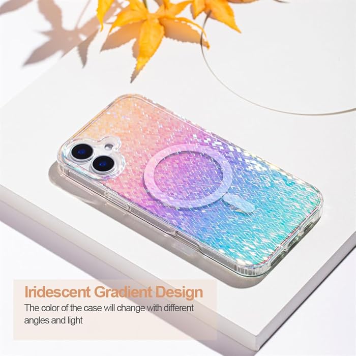 iPhone 16 - Case Glitter - Magsafe - Arco Iris Retro