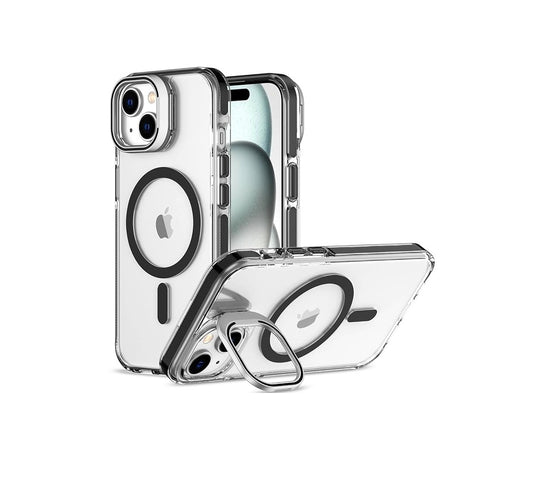 iPhone 15 - Case Magsafe - Stand Cámara - Clear Black