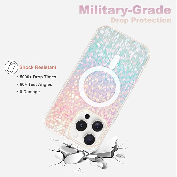 iPhone 15 Pro Max - Case Glitter - Magsafe - Arco Iris Retro