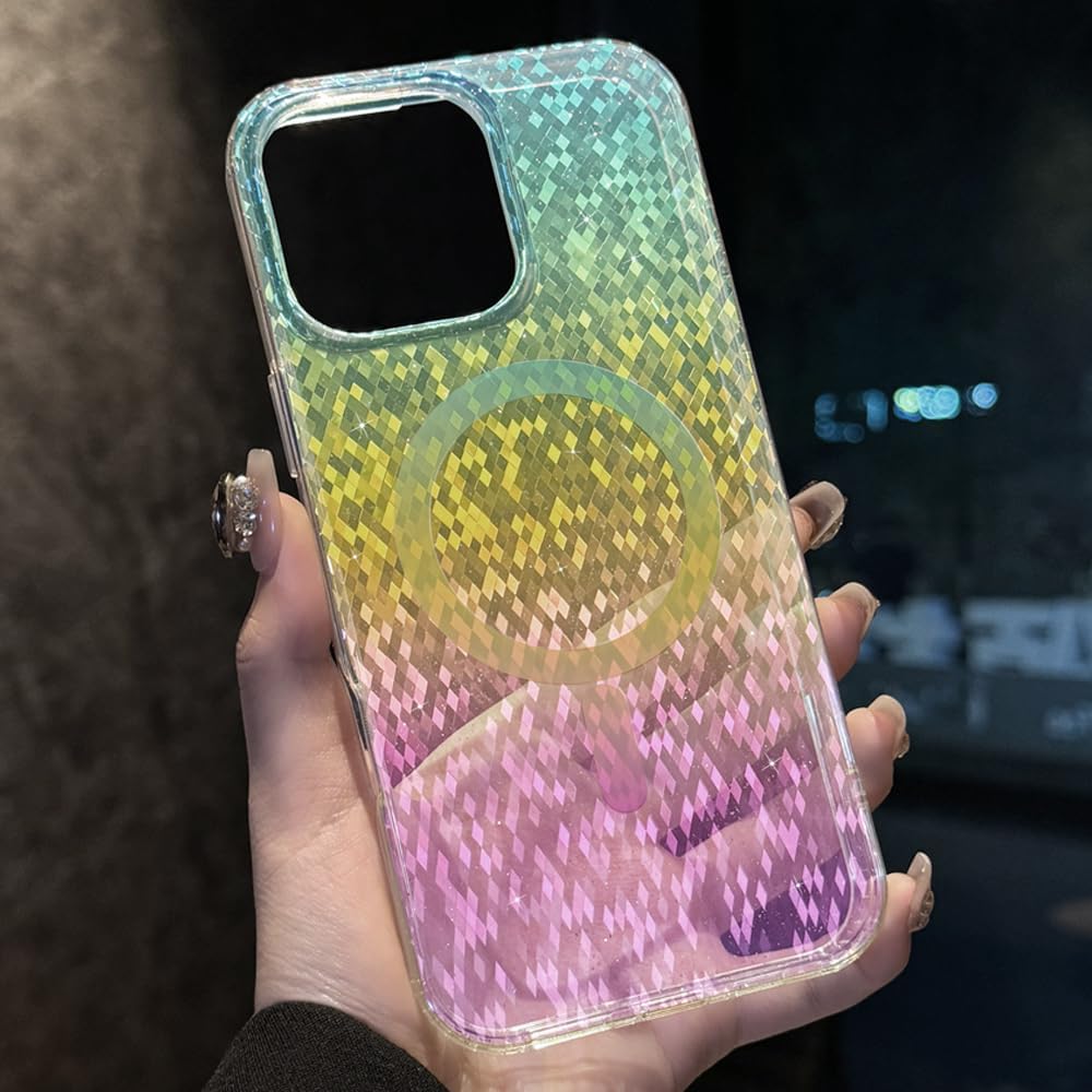 iPhone 15 Pro Max - Case Glitter - Magsafe - Arco Iris Retro