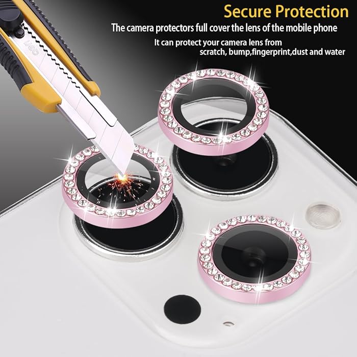 iPhone 16 Pro Max - Protector de Cámaras - Pedrería - Rosa