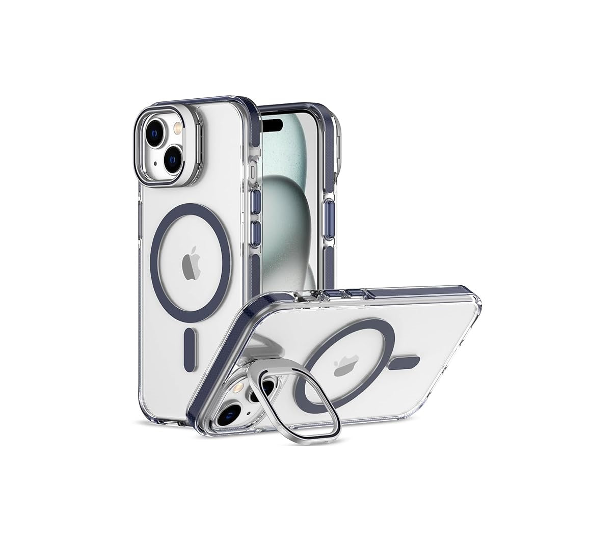 iPhone 15 - Case Magsafe - Stand Cámara - Clear Blue