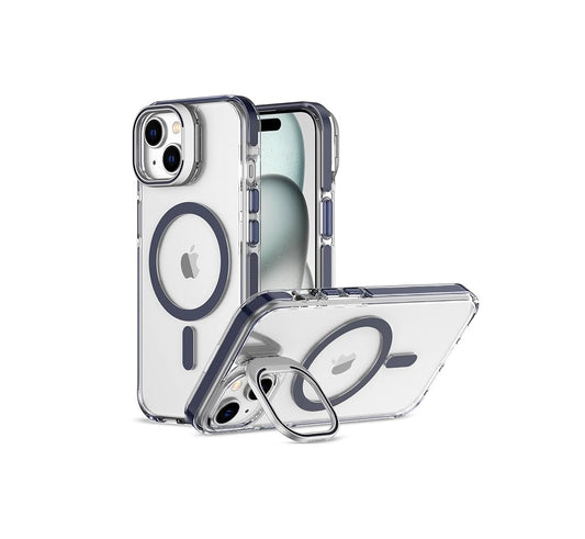 iPhone 15 - Case Magsafe - Stand Cámara - Clear Blue