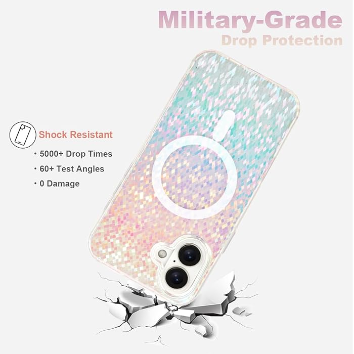 iPhone 16 - Case Glitter - Magsafe - Arco Iris Retro