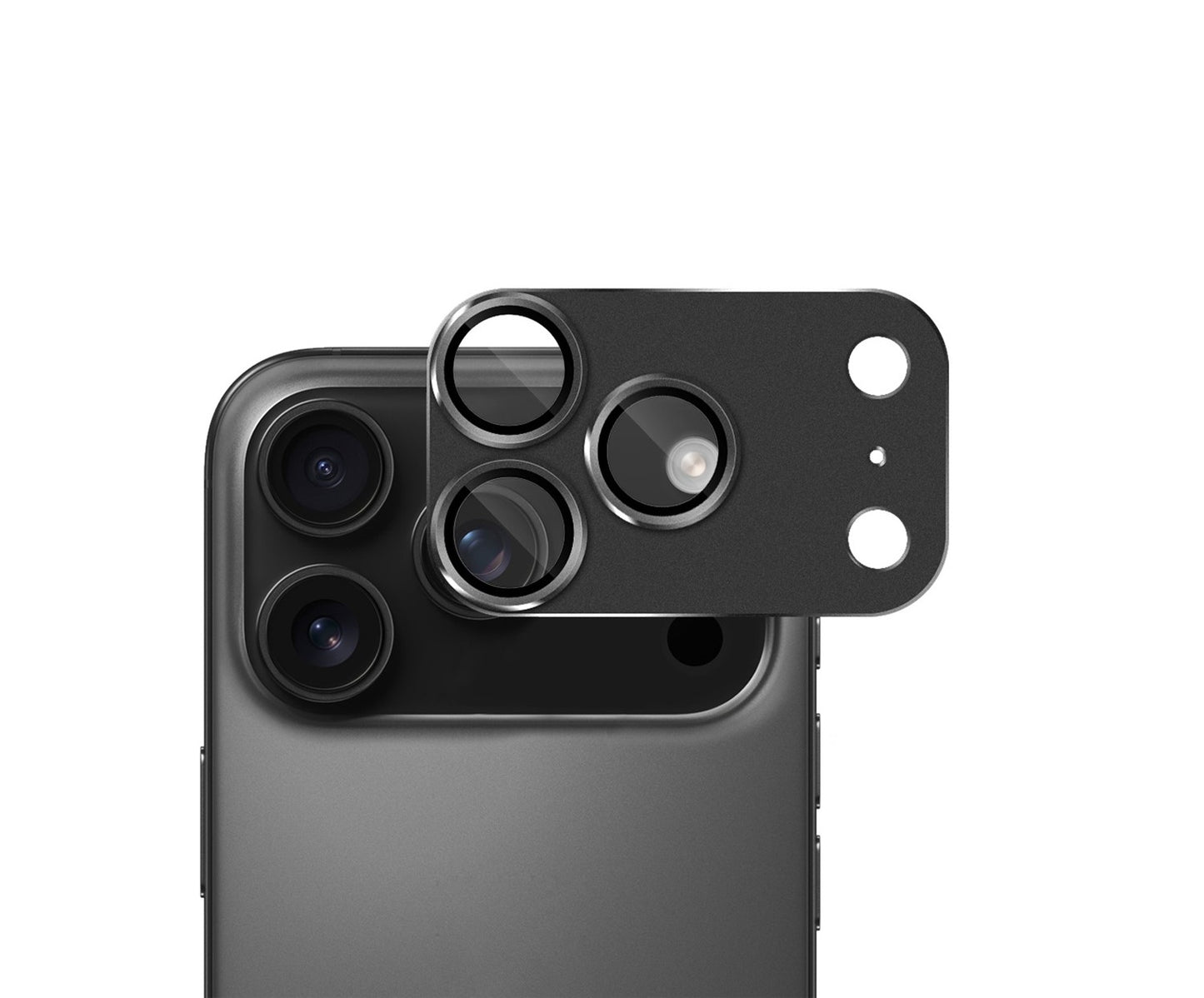 iPhone 17 Pro Max - Protector de Cámara 360° - Aluminio - Anti Reflejo - Negro Titanio