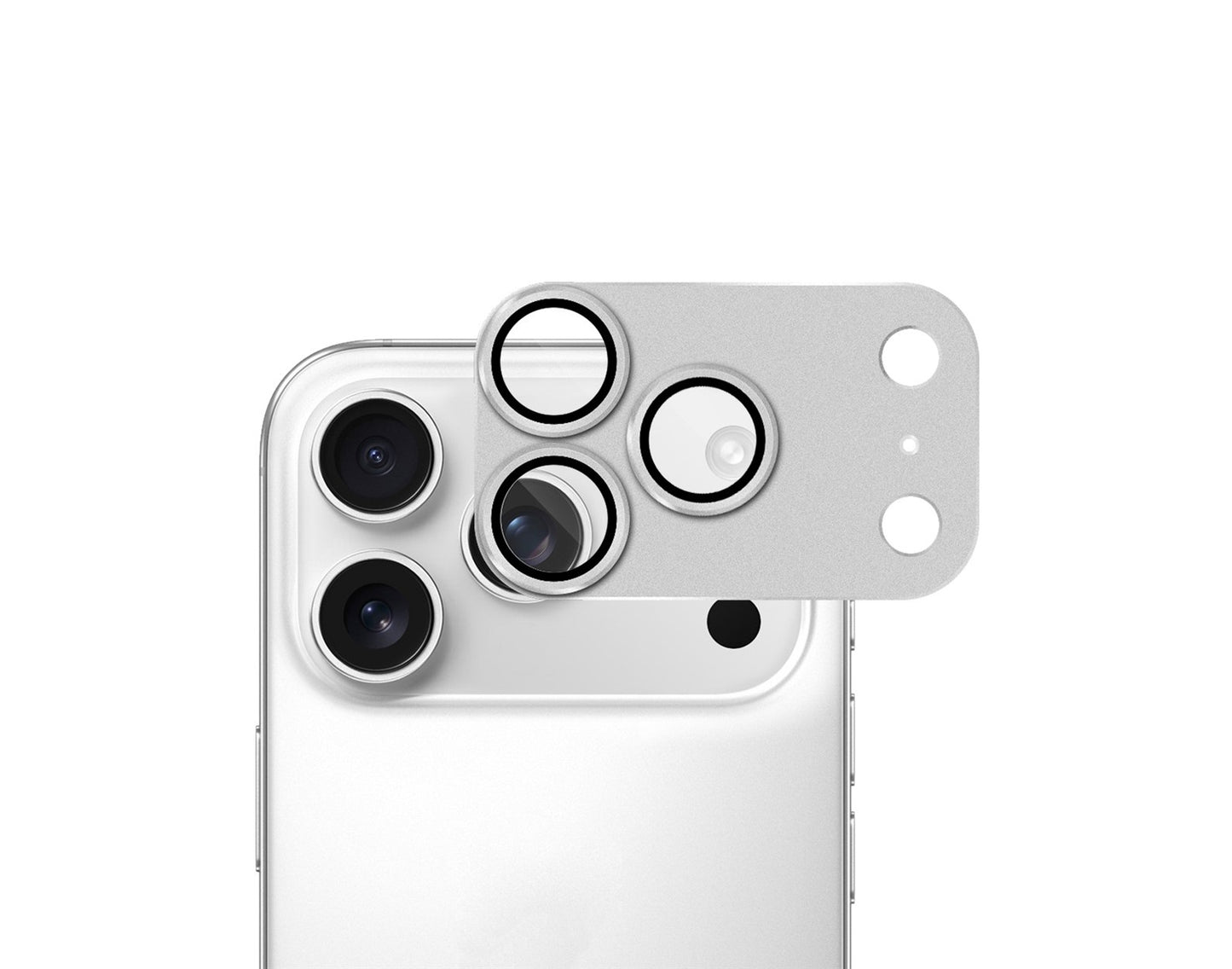 iPhone 17 Pro Max - Protector de Cámara 360° - Aluminio - Anti Reflejo - Plata