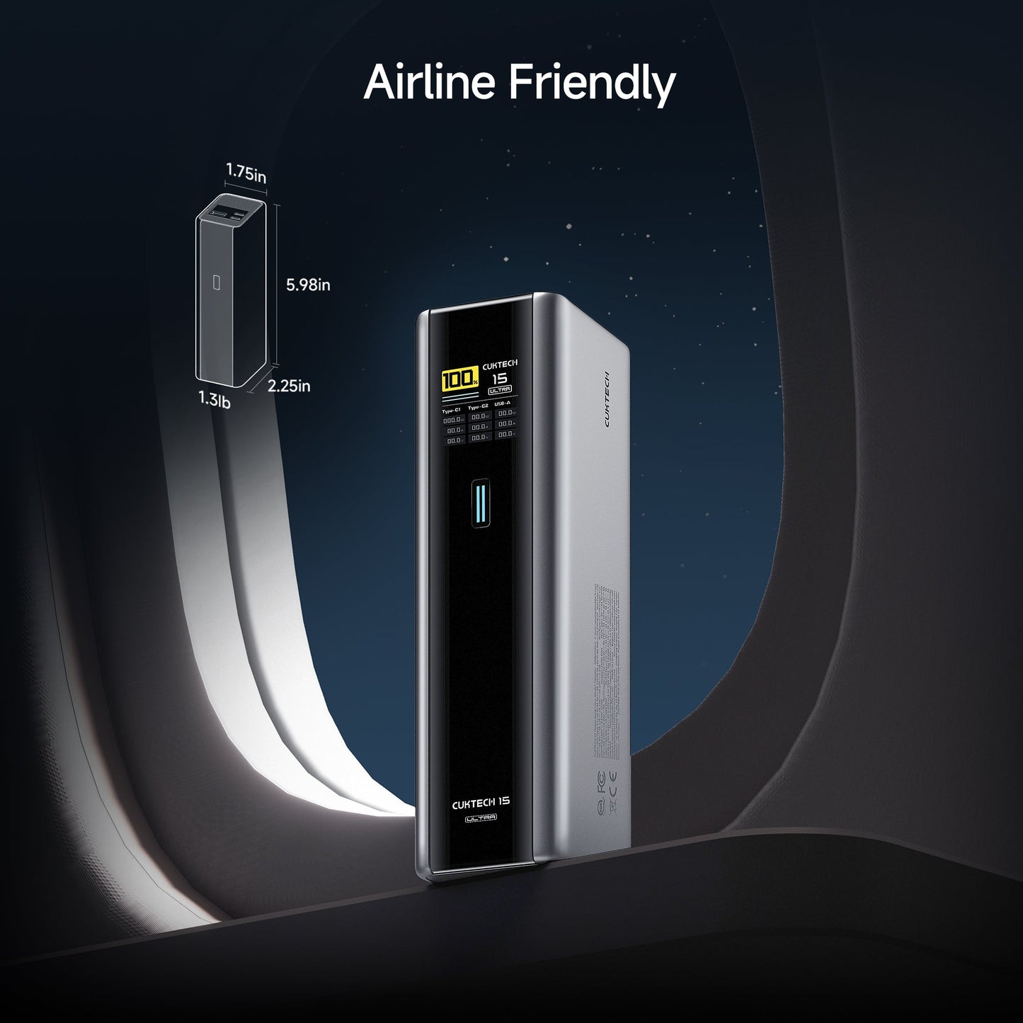 Batería Portátil CUKTECH N° 15 Ultra - 20,000 mAh - 210W