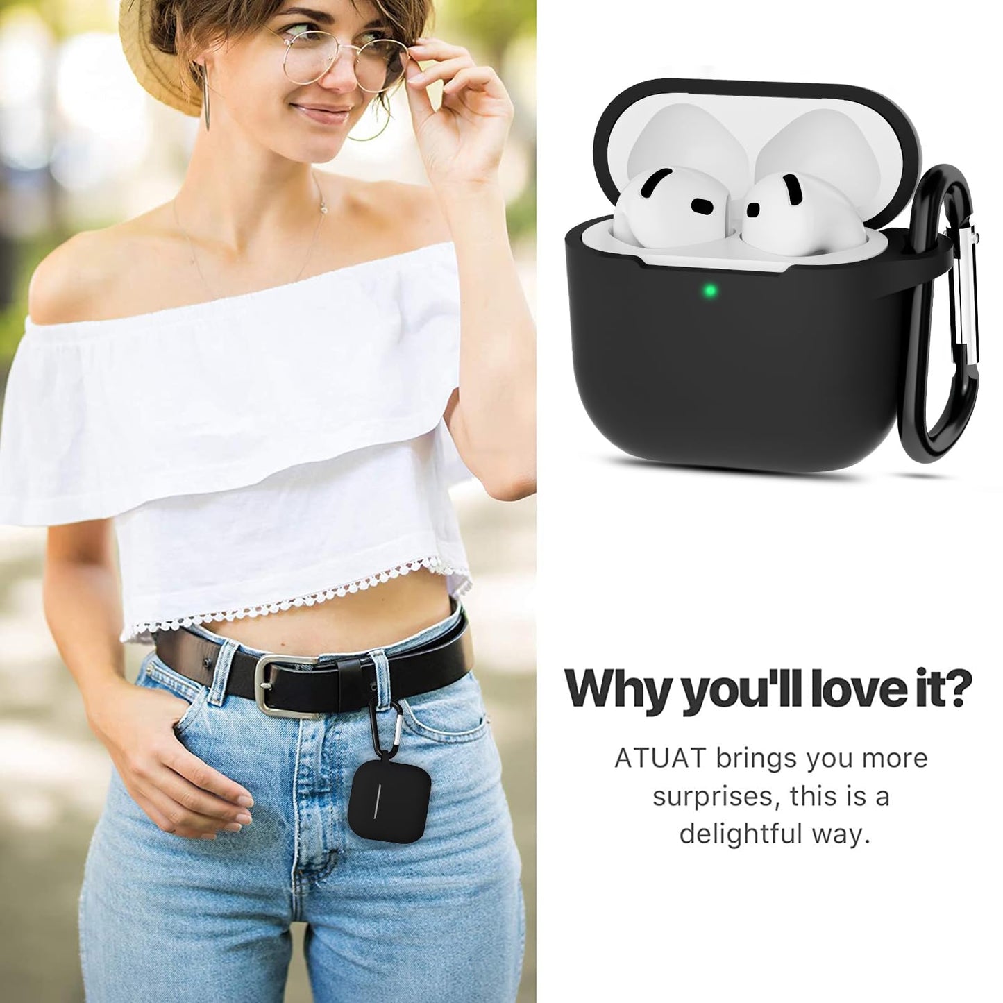 AirPods 4 - Funda de Silicona - Gamuzada - Negro