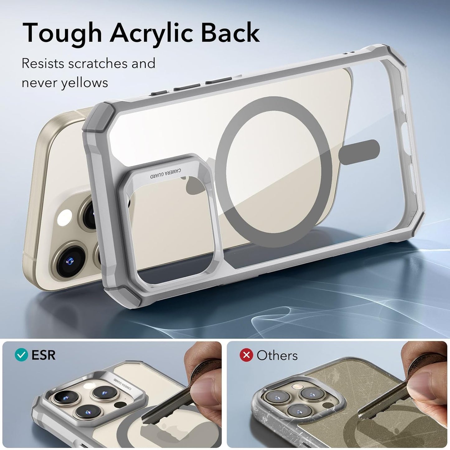 iPhone 15 Pro Max - Funda Clear (HaloLock) - Air Armor Series - Gris Transparente ESR