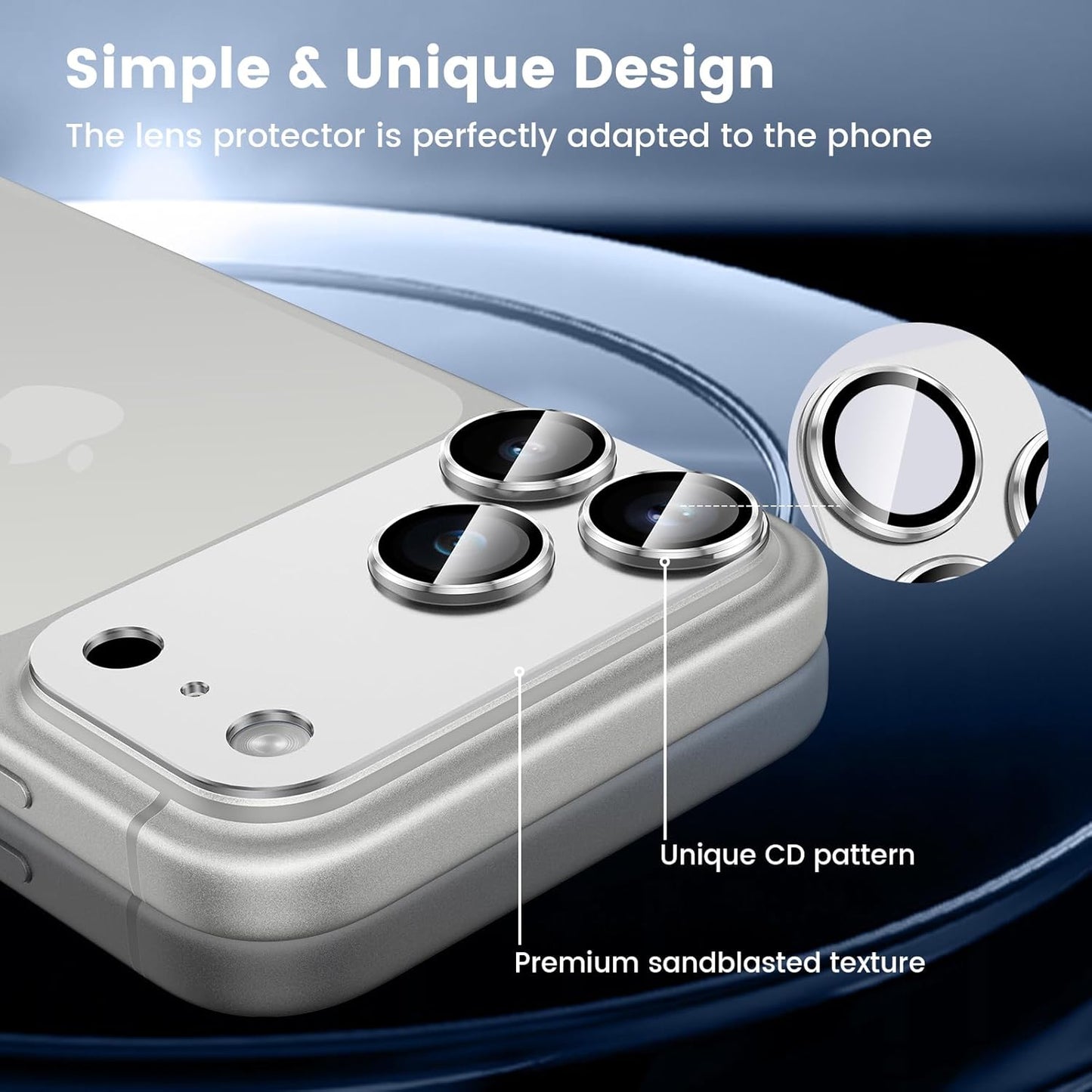 iPhone 17 Pro Max - Protector de Cámara 360° - Aluminio - Anti Reflejo - Plata