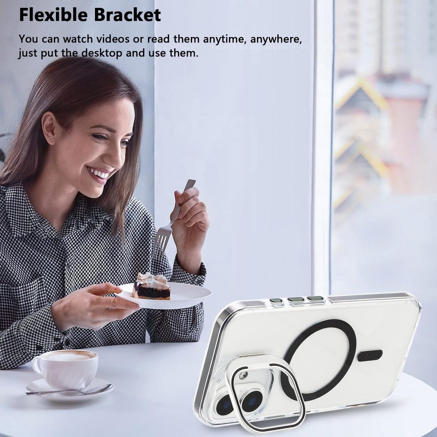 iPhone 16 - Case MagSafe - Stand Cámara - Clear Black