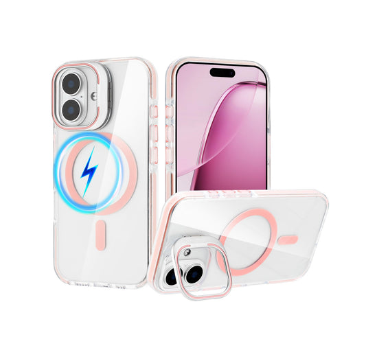 iPhone 16 - Case MagSafe - Stand Cámara - Clear Pink