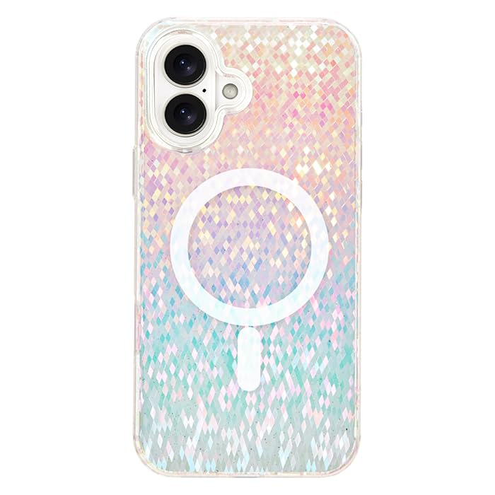 iPhone 16 - Case Glitter - Magsafe - Arco Iris Retro