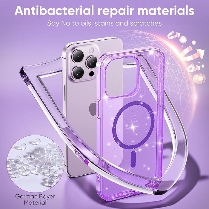 iPhone 15 Pro Max - Case Glitter - Magsafe - Lila