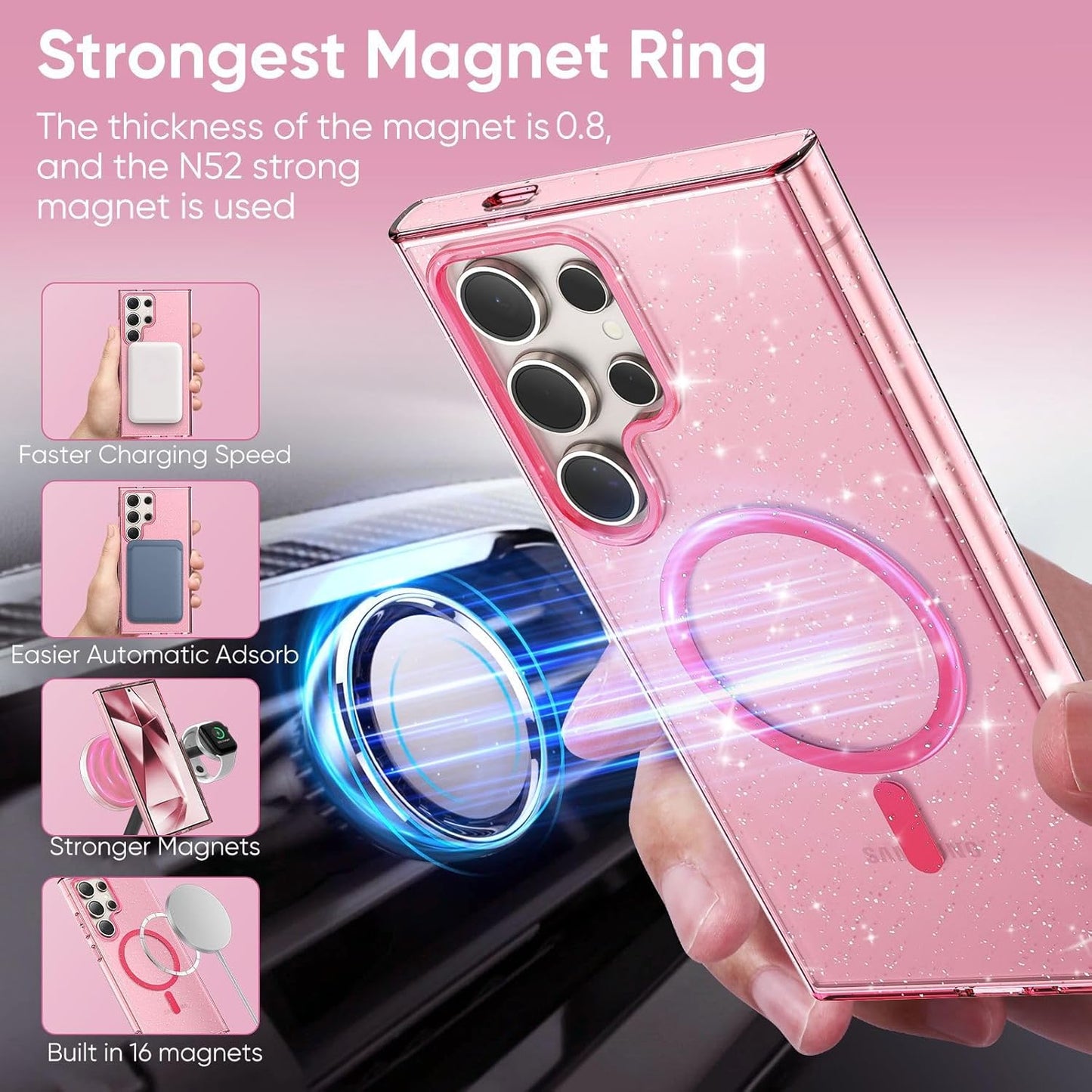 Samsung S23 Ultra - Case Glitter - Magsafe - Rosa