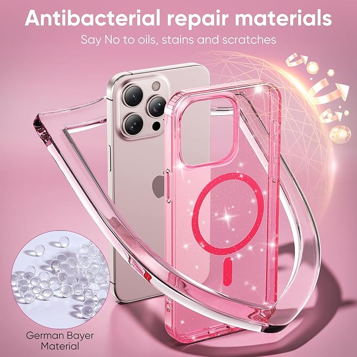 iPhone 15 Pro Max - Case Glitter - Magsafe - Rosa