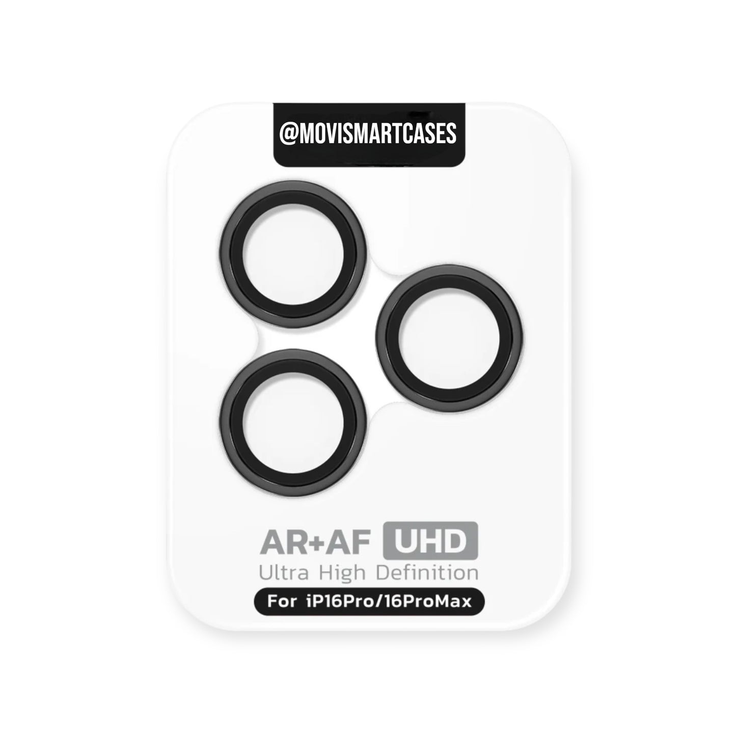 iPhone 16 Pro Max / iPhone 16 Pro - Protector de Cámaras Premium - Vidrio Anti Reflejo - Alta Transparencia - Negro Titanio