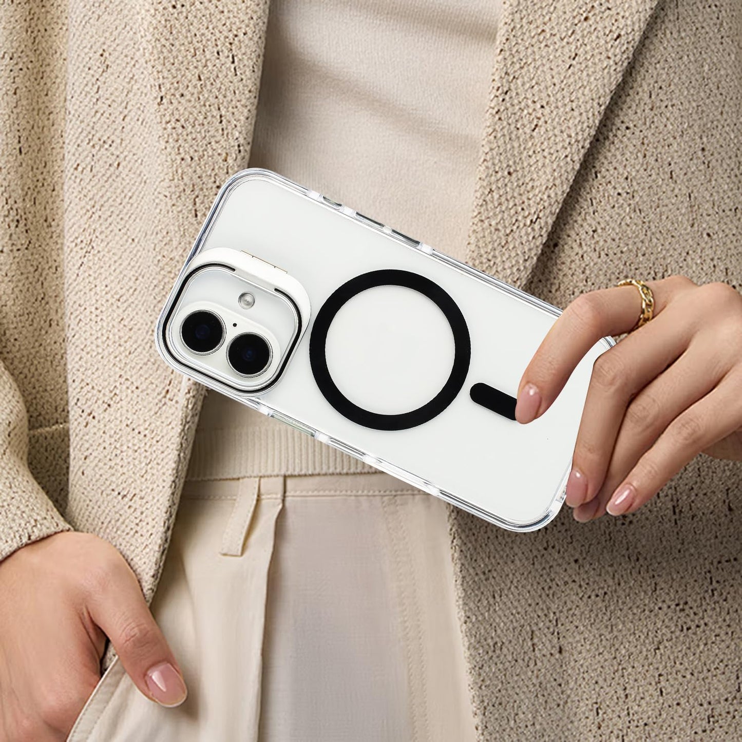 iPhone 16 - Case MagSafe - Stand Cámara - Clear Black