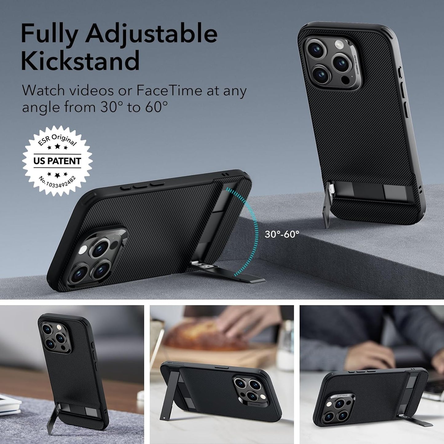 iPhone 15 Pro - Boost Series con Stand - Negro - ESR