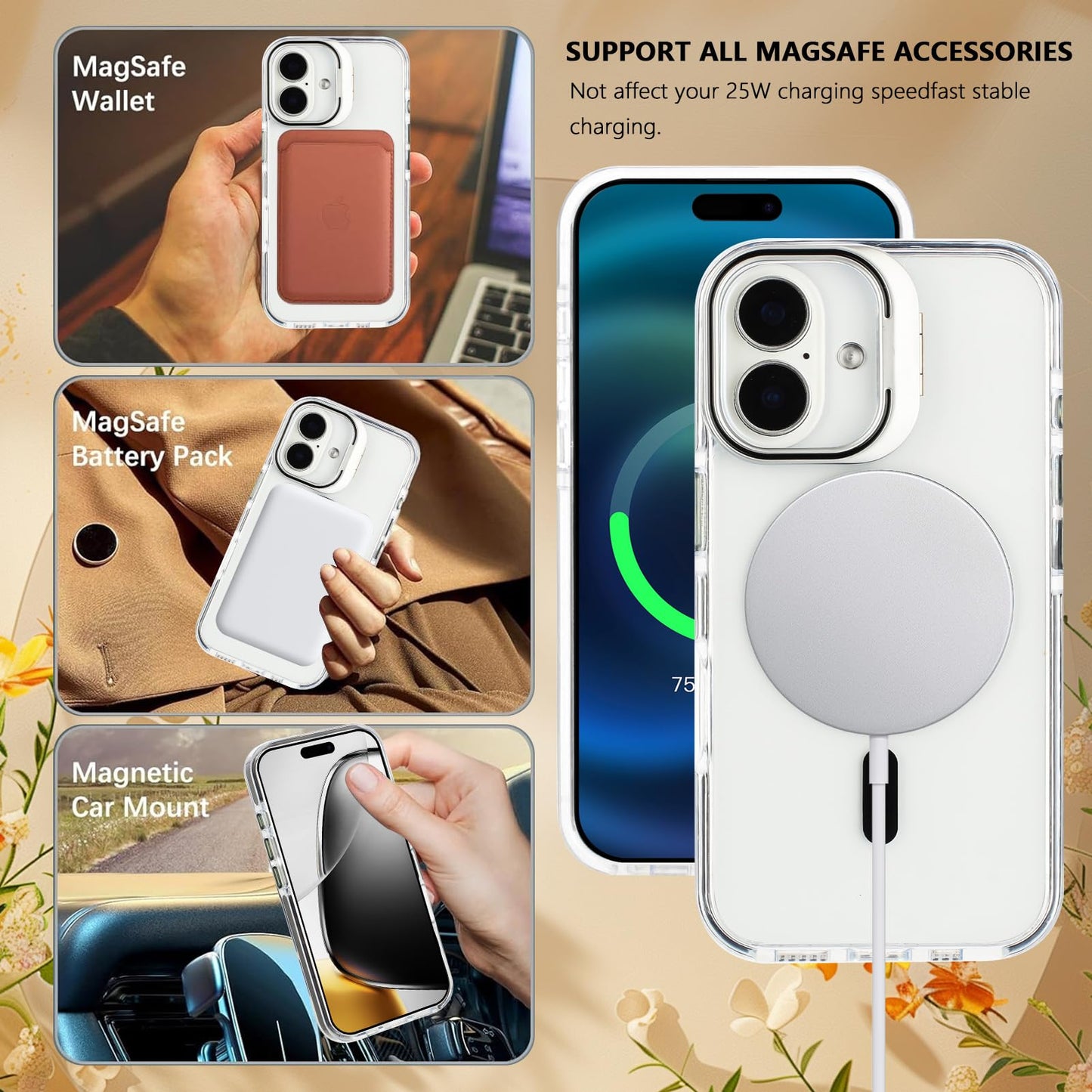 iPhone 16 - Case MagSafe - Stand Cámara - Clear Black