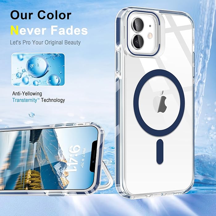iPhone 11 - Case MagSafe - Stand Cámara - Clear Blue