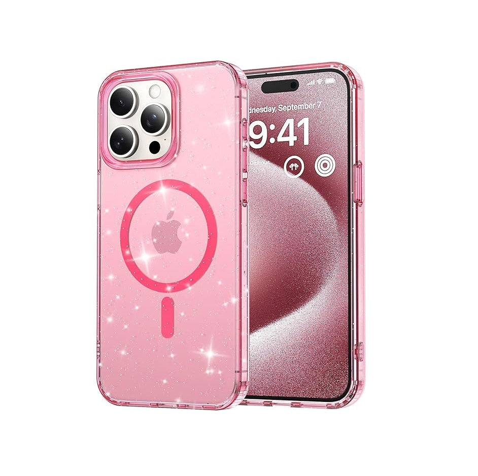 iPhone 15 Pro Max - Case Glitter - Magsafe - Rosa