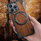 iPhone 15 Pro Max - Funda de madera (Nogal) - Soporte Giratorio 360° - MagSafe - Negro - OATSBASF