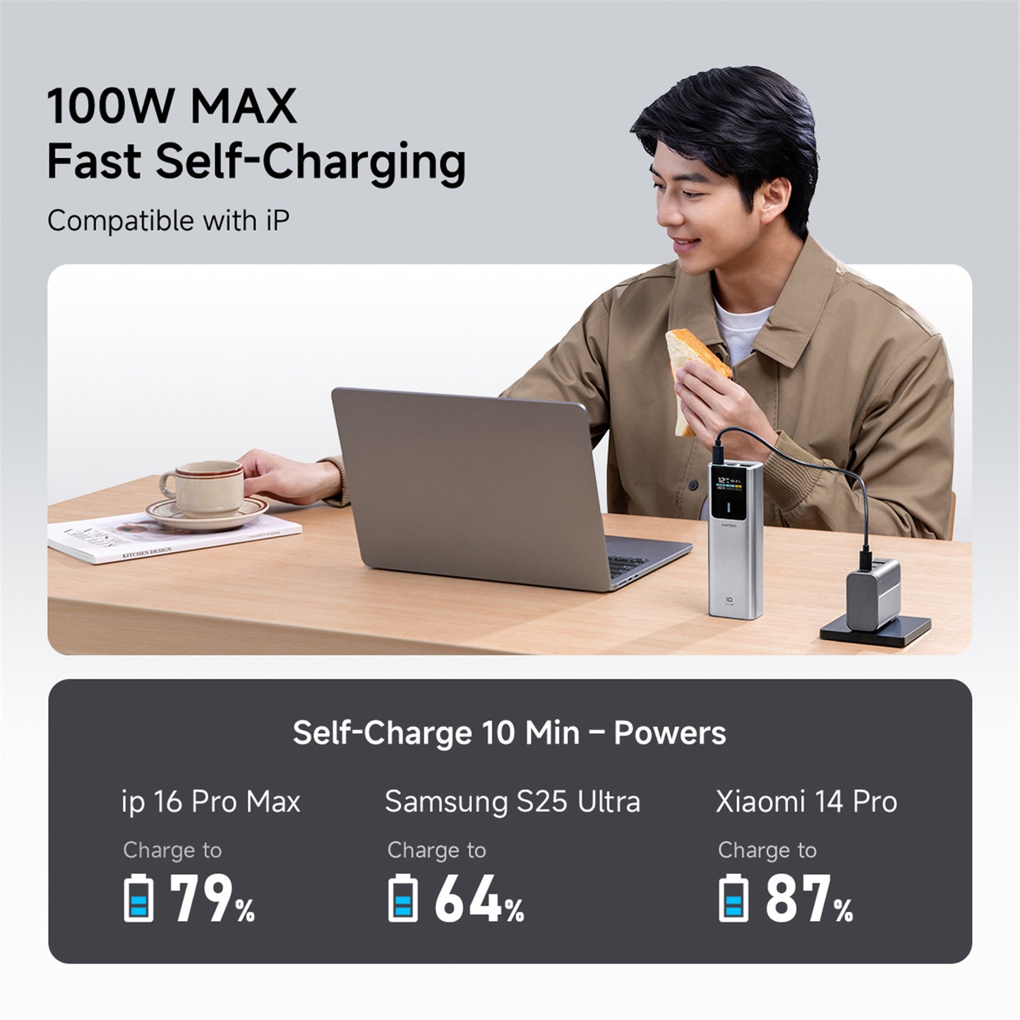 Batería Portátil CUKTECH N° 10 Plus - 15,000 mAh - 120W