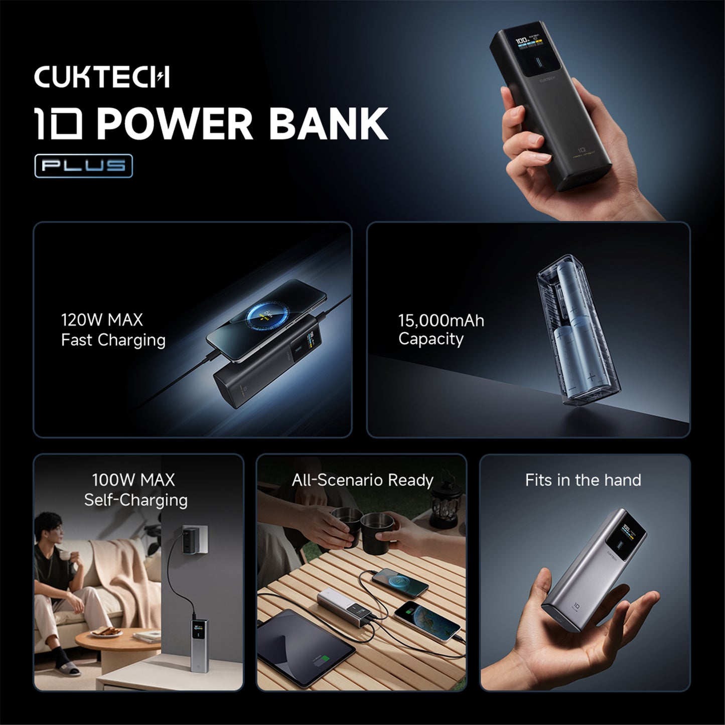 Batería Portátil CUKTECH N° 10 Plus - 15,000 mAh - 120W