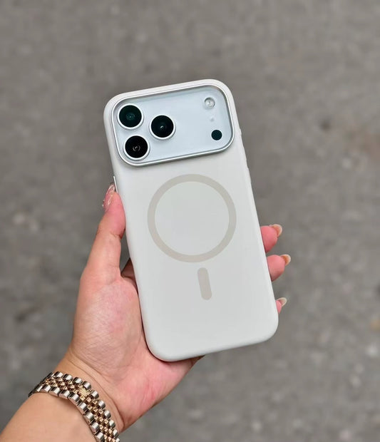 iPhone 17 Pro Max - Funda de Silicona Premium - MagSafe - Blanco Humo