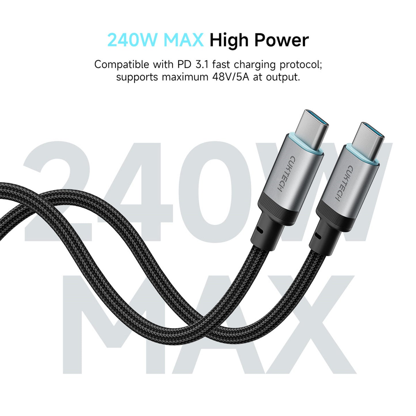 Cable Tipo C - 6A - 240W - CUKTECH - Súper Cárga Rápida - 1.5 metros