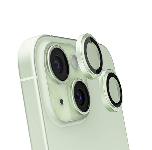 iPhone 15 / 15 Plus - Protector de Cámaras Premium - Vidrio Anti reflejo- Alta Transparencia - Verde Claro