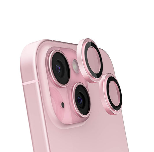 iPhone 15 / 15 Plus - Protector de Cámaras Premium - Vidrio Anti Reflejos - Alta Transparencia - Rosa Claro