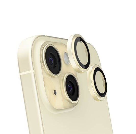 iPhone 15 / 15 Plus - Protector de Cámaras Premium - Vidrio Anti Reflejo - Alta Transparencia - Amarillo Claro