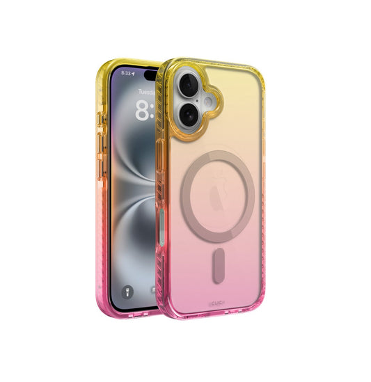 iPhone 16 Plus - Ombre Clear Series - MagSafe - Amarillo Neón / Rosa Pastel