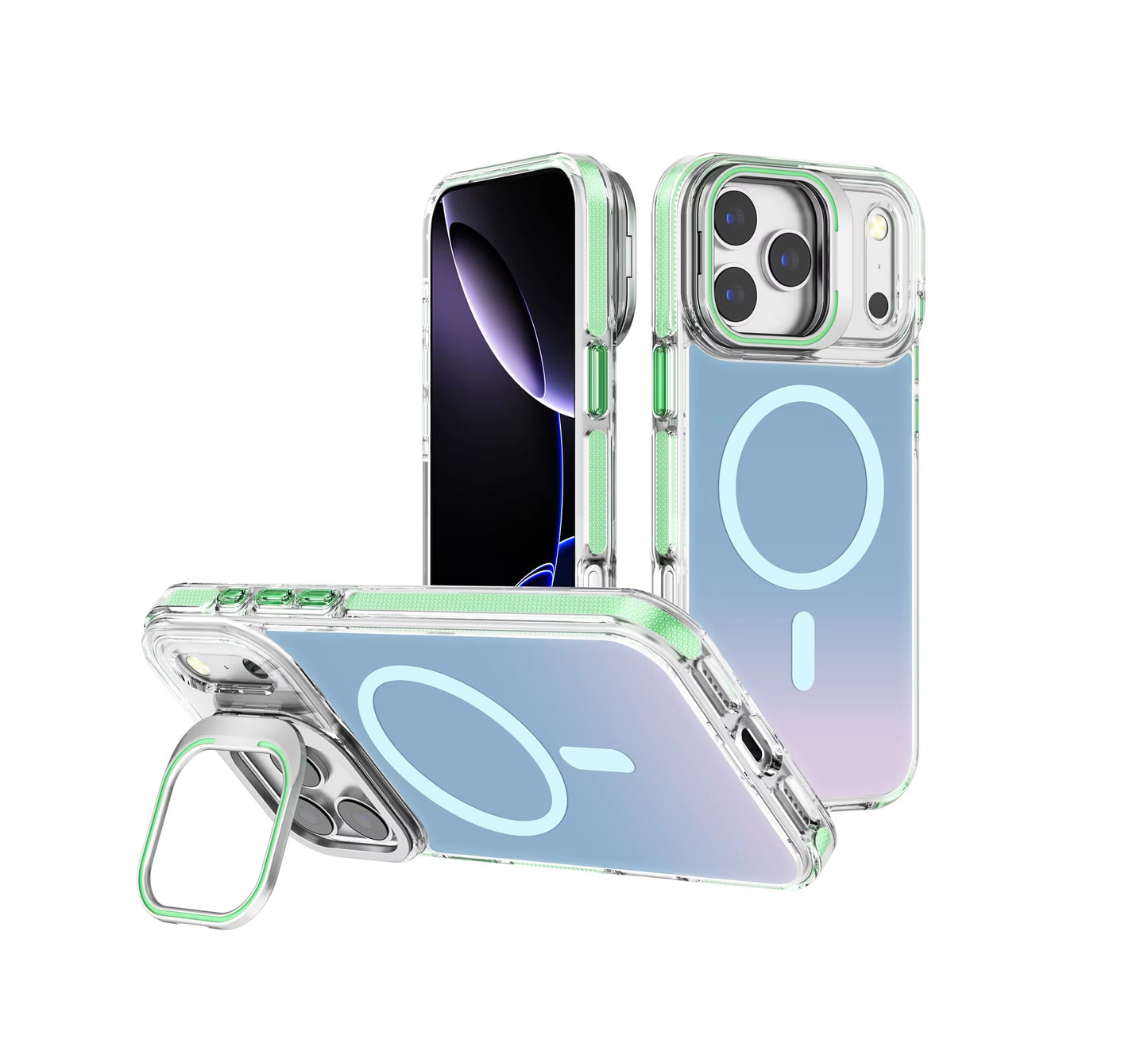 iPhone 17 Pro - Funda Iridiscente - MagSafe - Soporte en Cámaras - Turquesa