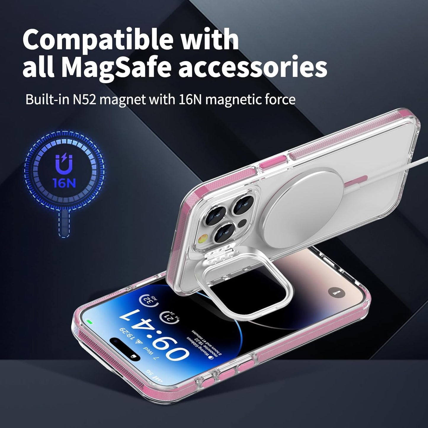 iPhone 14 Pro Max - Stand Cámara MagSafe - Clear Rose