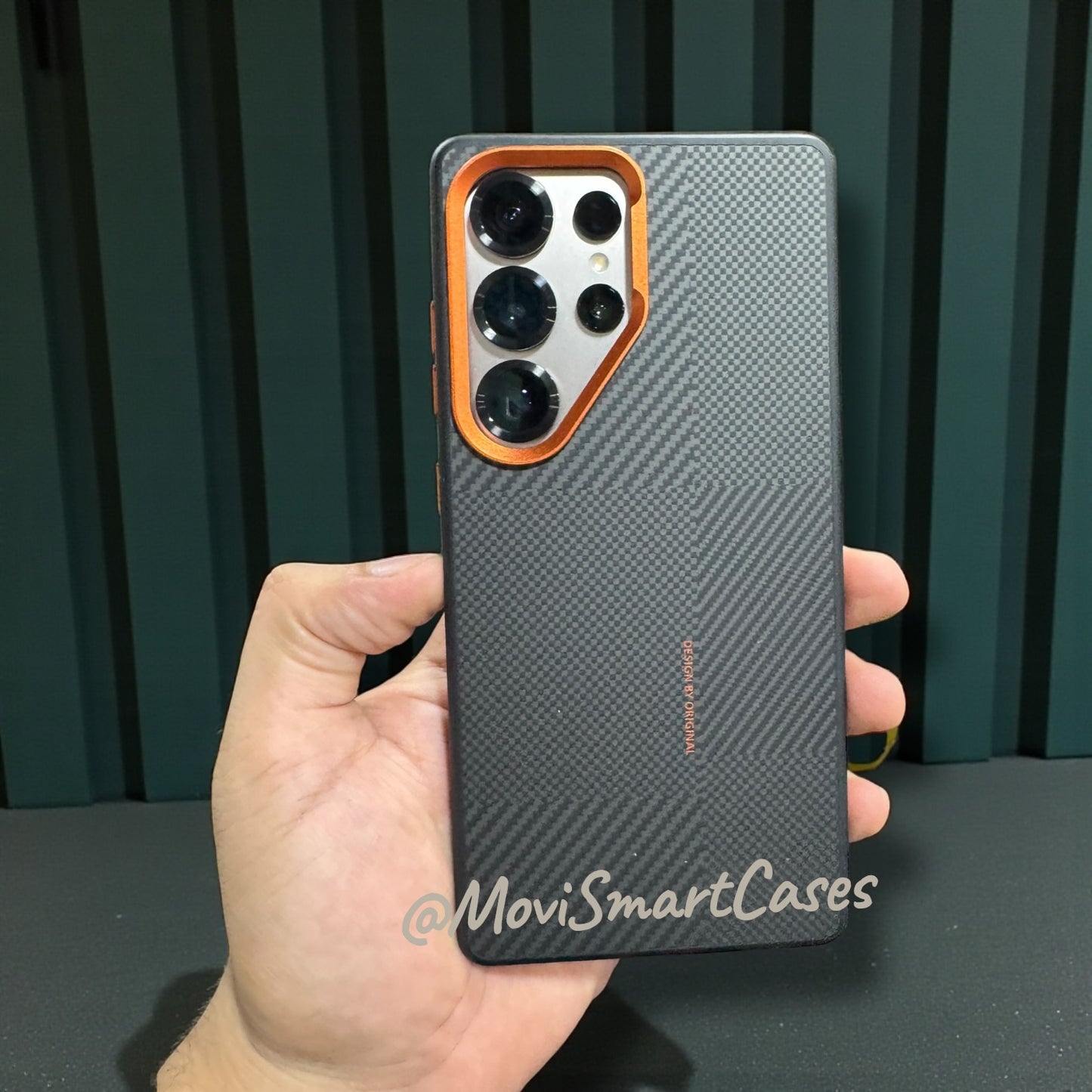 Samsung S25 Ultra - Funda de Fibra de Aramida - MagSafe - Negro / Naranja