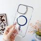 iPhone 15 - Case Magsafe - Stand Cámara - Clear Blue