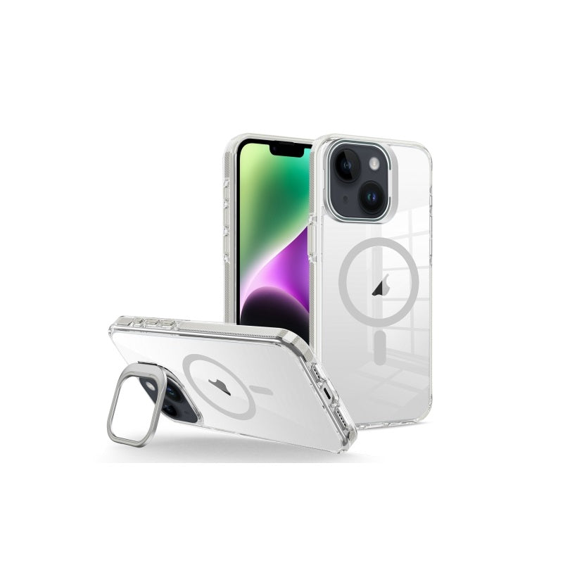 iPhone 15 - Case Magsafe - Stand Cámara - Clear Gray