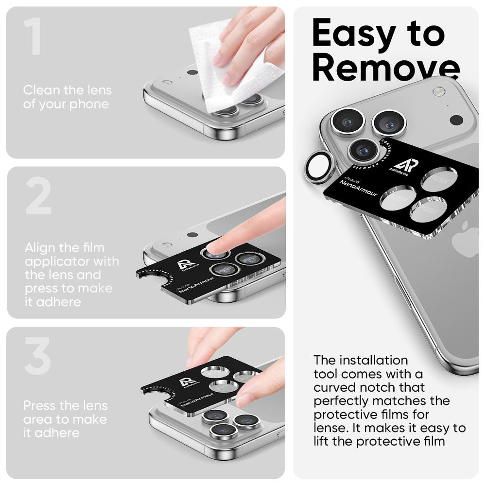 iPhone 17 Pro | iPhone 17 Pro Max - Protector de Cámaras - Anti Reflejo - Plata - ESD