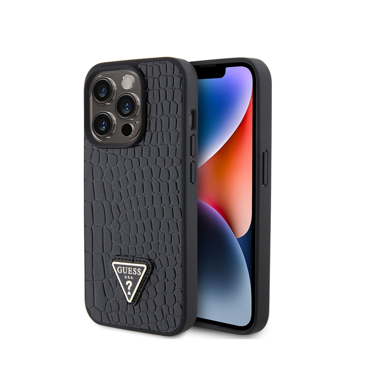 iPhone 15 Pro Max - Case Guess - Piel de Cocodrilo (PU) - Negro - Guess