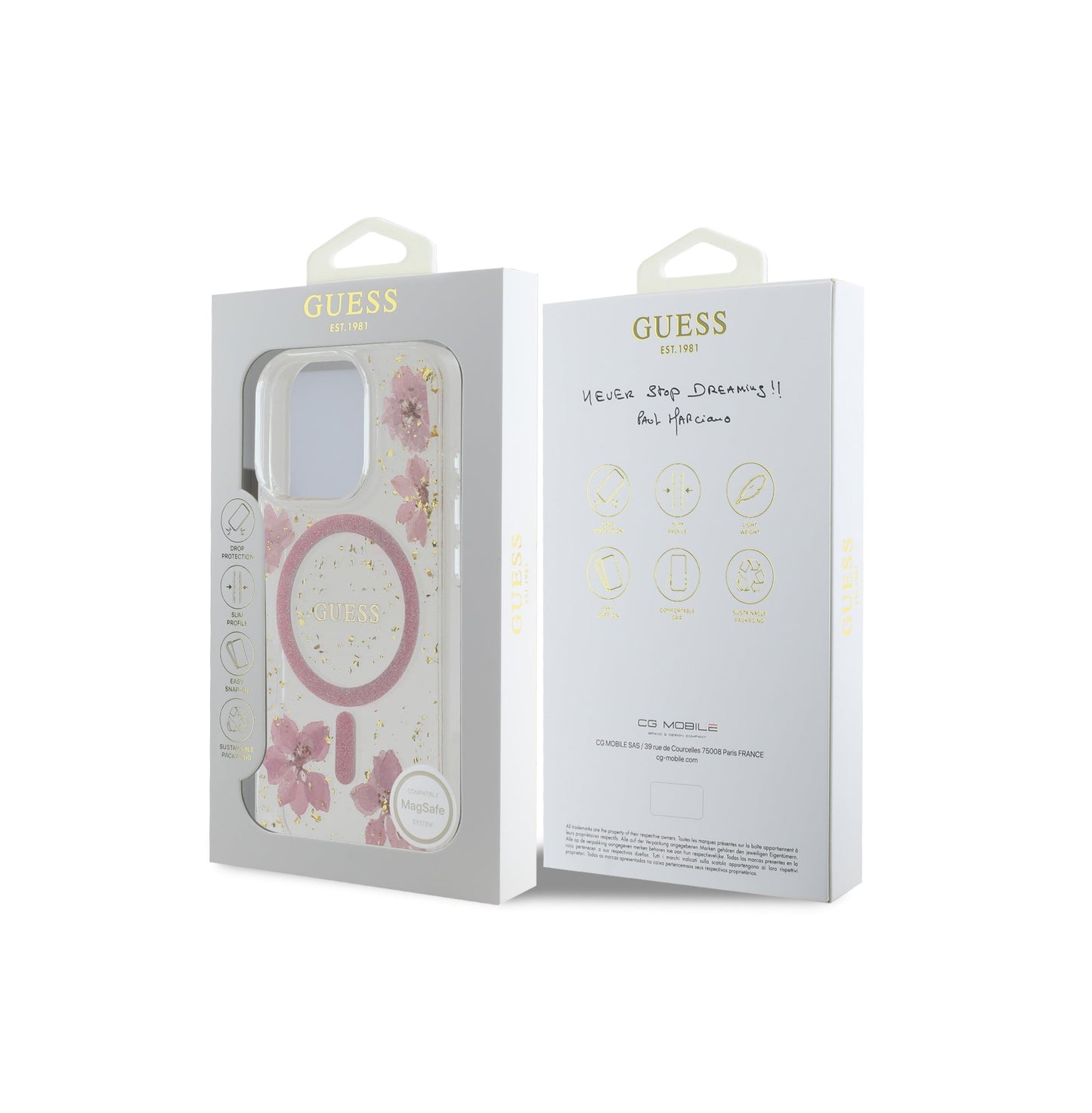 iPhone 16 Pro Max - Case Floral - Magsafe - Clear Rose - Guess
