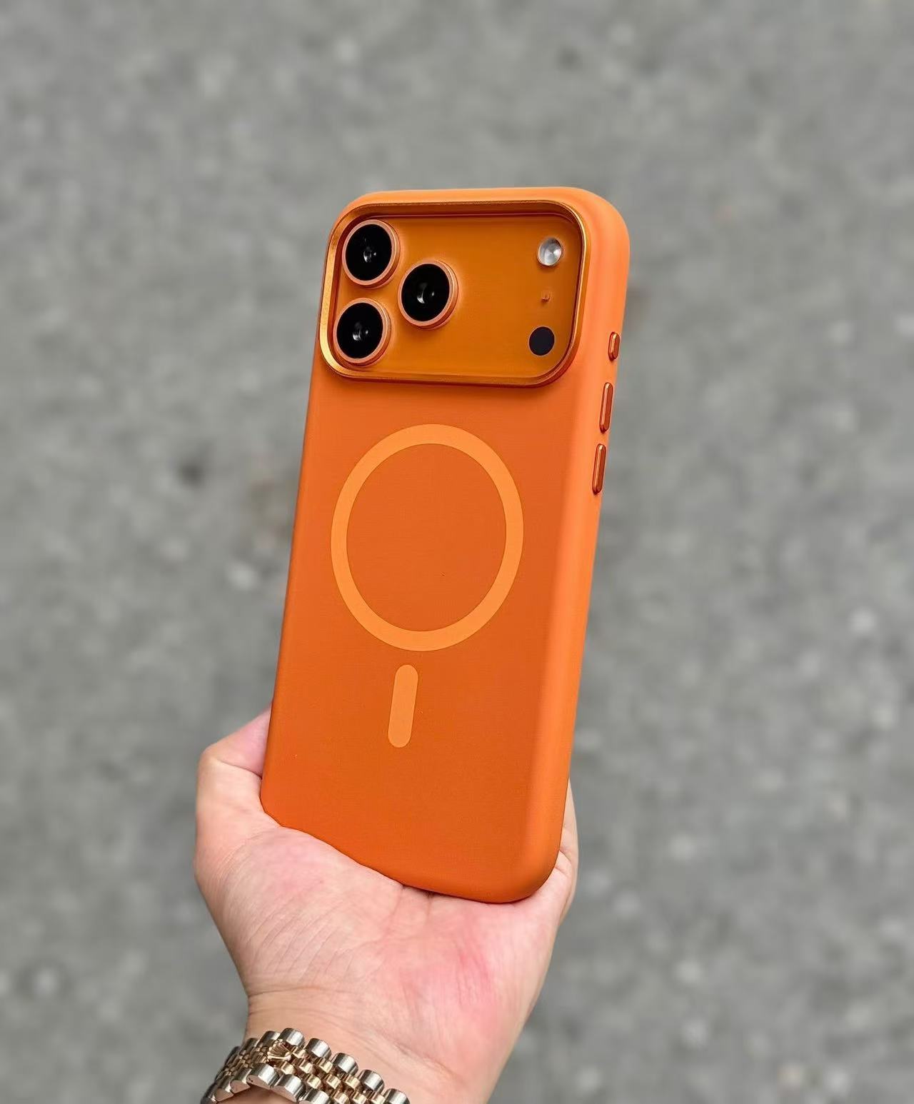 iPhone 17 Pro Max - Funda de Silicona Premium - MagSafe - Naranja Ladrillo
