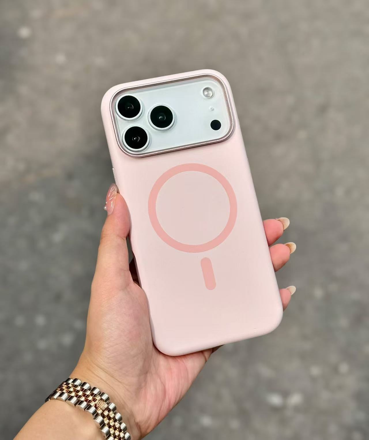 iPhone 17 Pro Max - Funda de Silicona Premium - MagSafe - Rosa Bebé