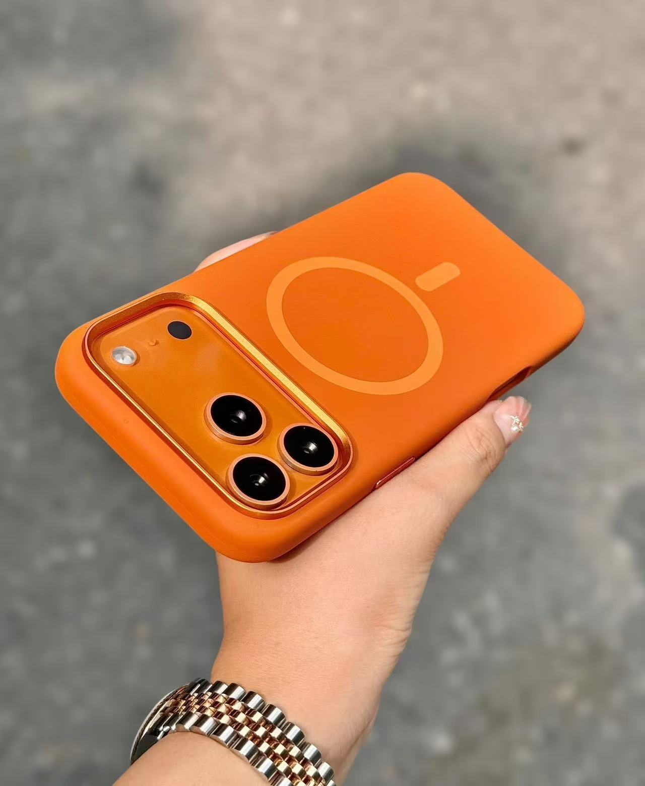 iPhone 17 Pro Max - Funda de Silicona Premium - MagSafe - Naranja Ladrillo