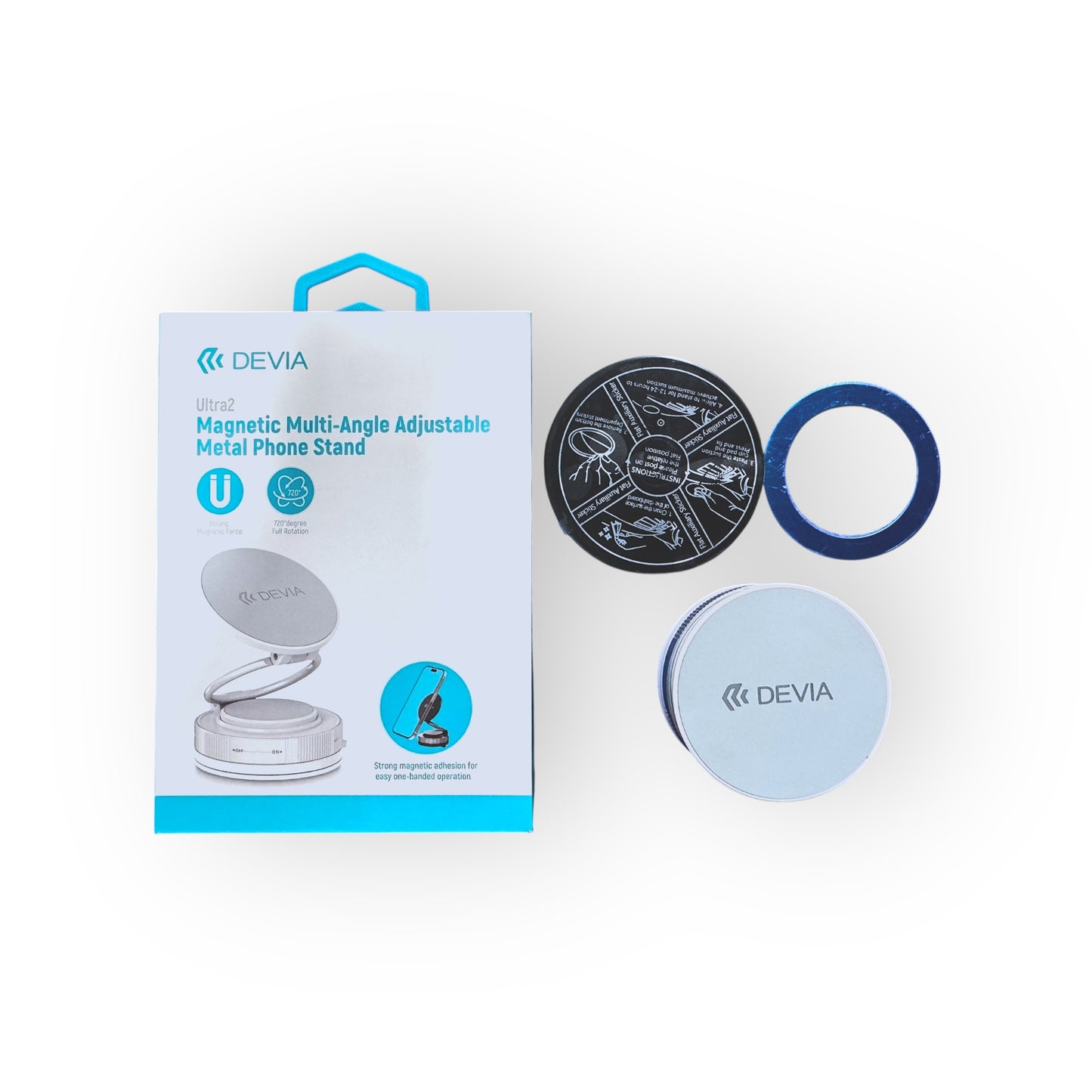 Soporte Magnético (MagSafe) - Giratorio 720° - Con Ventosa - Ultra2 - Blanco - Devia